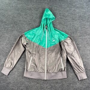 Nike Windrunner Jacket Men Extra Large Gray Green Hooded Full Zip Windbreaker